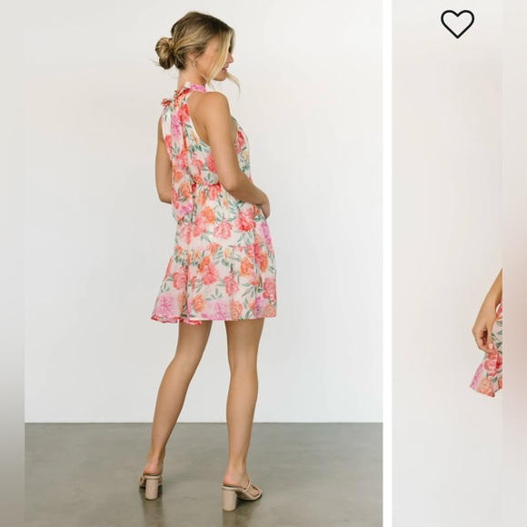 Blanche Halter Short Dress | Ivory Floral - Picture 5 of 5